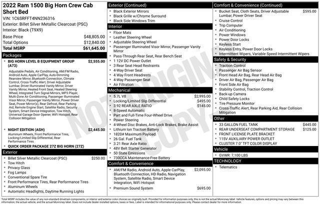 used 2022 Ram 1500 car, priced at $31,750