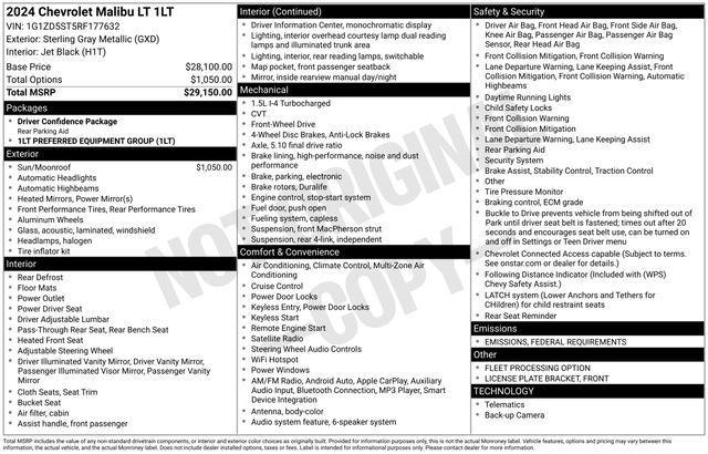 used 2024 Chevrolet Malibu car, priced at $19,957