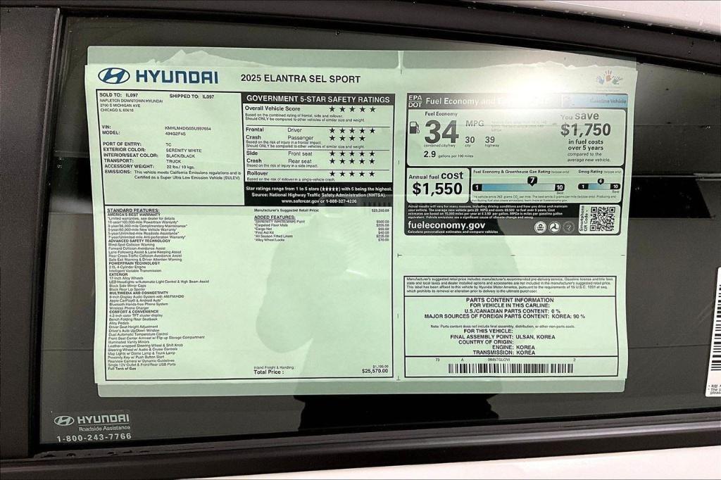 new 2025 Hyundai Elantra car, priced at $25,570