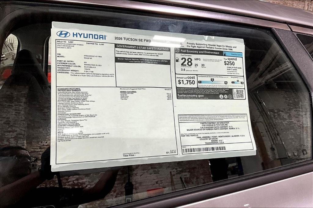 new 2026 Hyundai Tucson car, priced at $28,255
