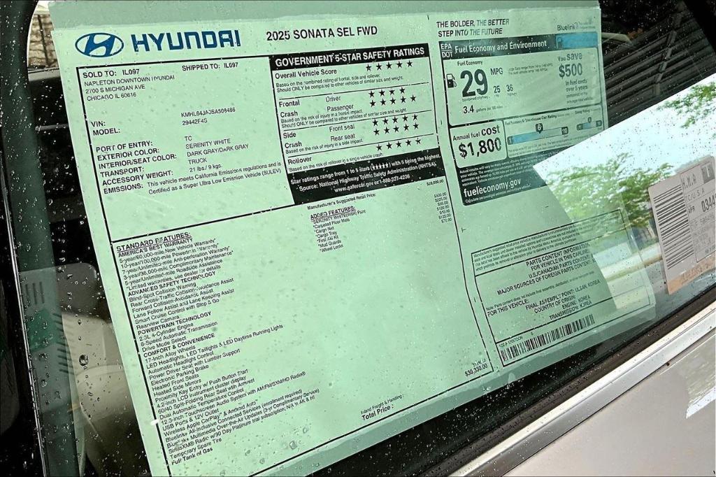 new 2025 Hyundai Sonata car, priced at $29,420