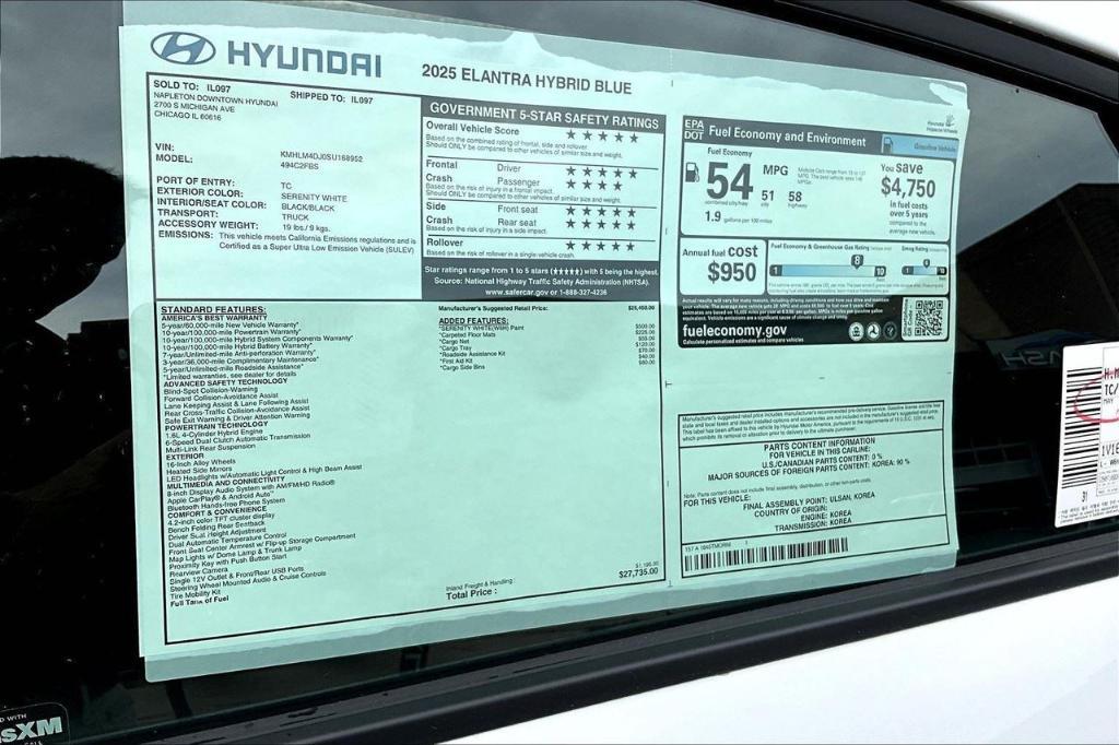 new 2025 Hyundai ELANTRA HEV car, priced at $25,735