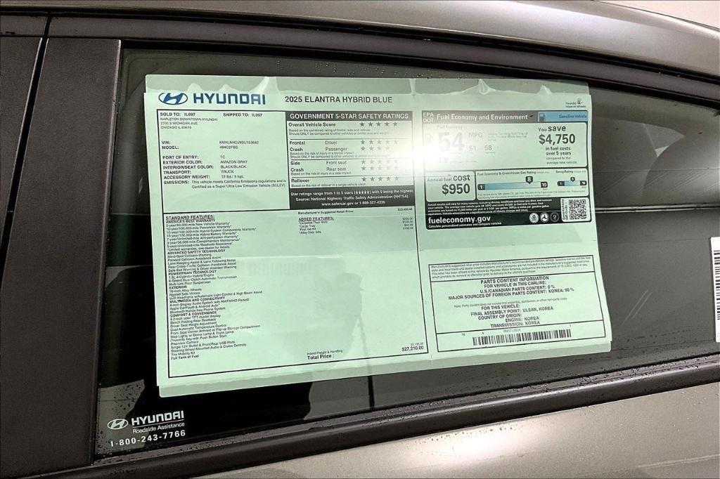new 2025 Hyundai ELANTRA HEV car, priced at $27,210