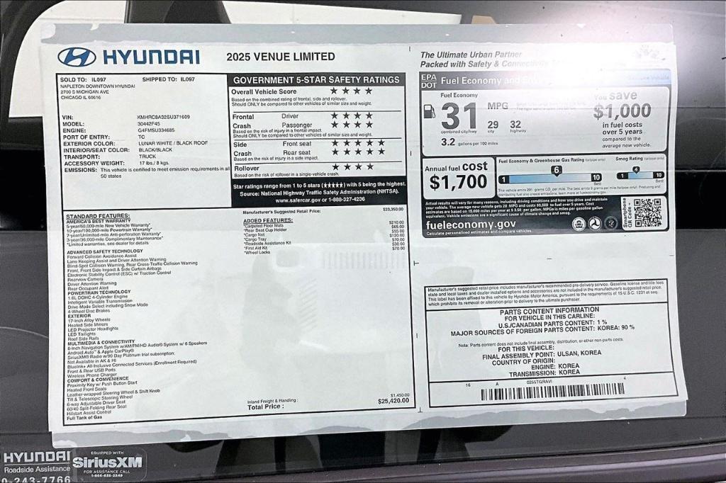 new 2025 Hyundai Venue car, priced at $24,580