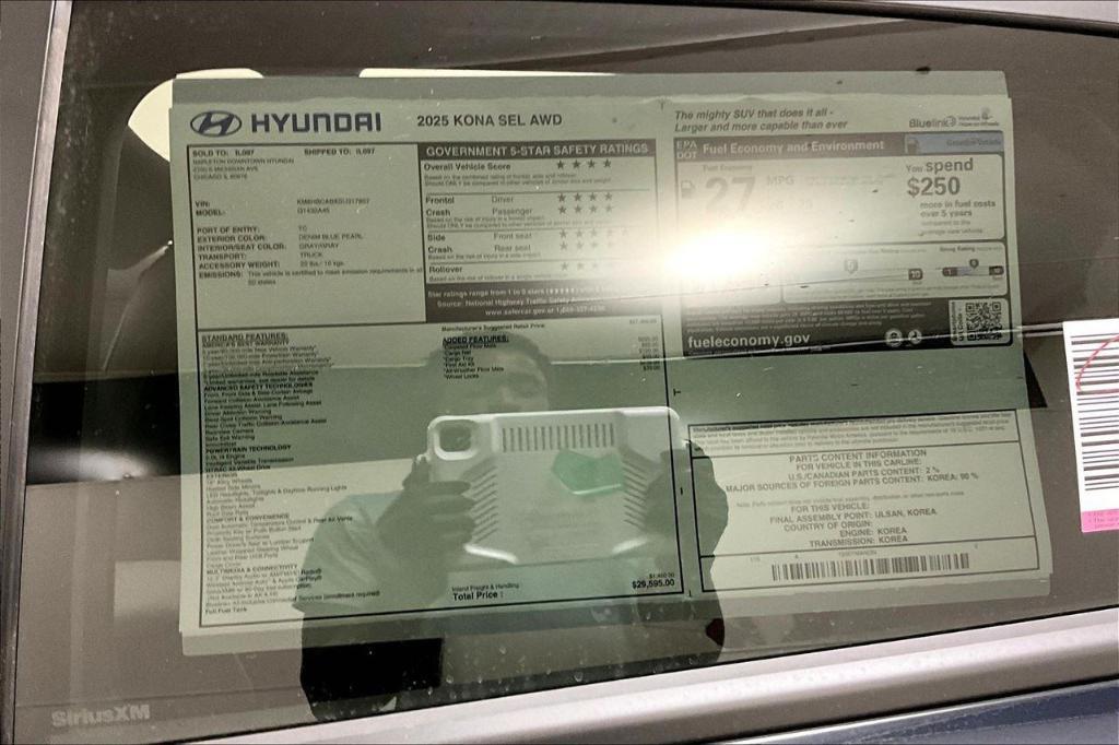 new 2025 Hyundai Kona car, priced at $28,707