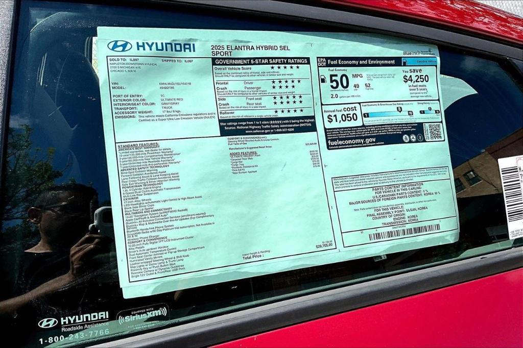 new 2025 Hyundai ELANTRA HEV car, priced at $26,735