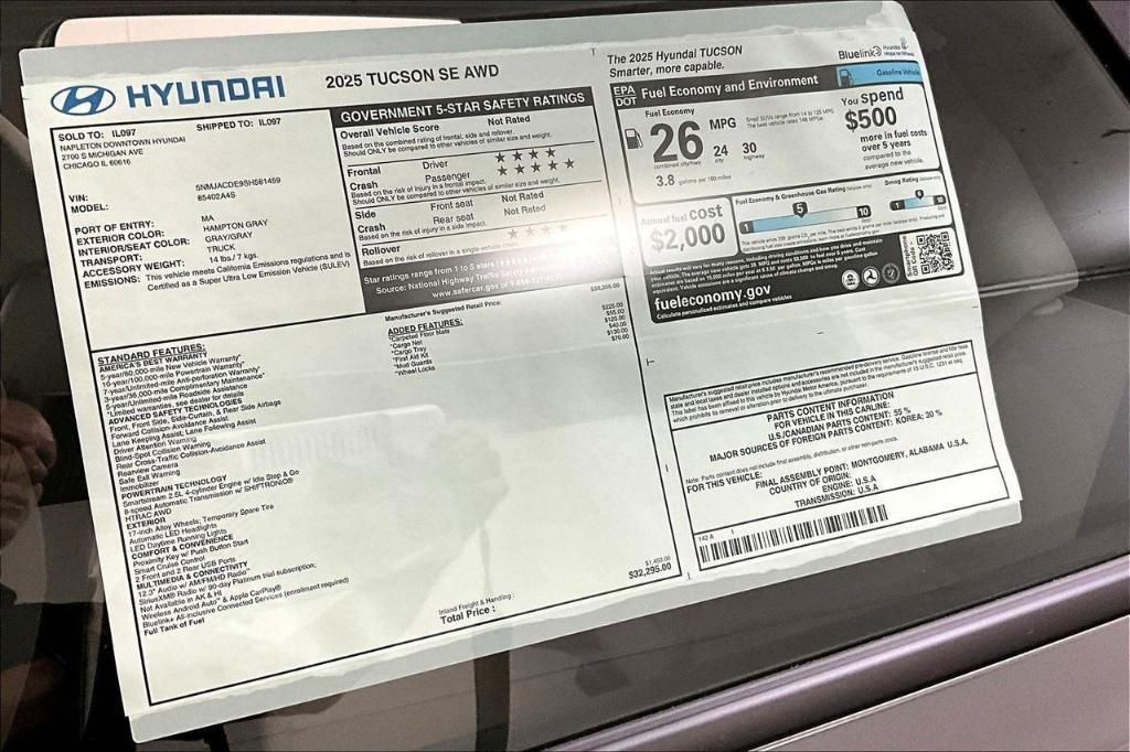 new 2025 Hyundai Tucson car, priced at $31,649