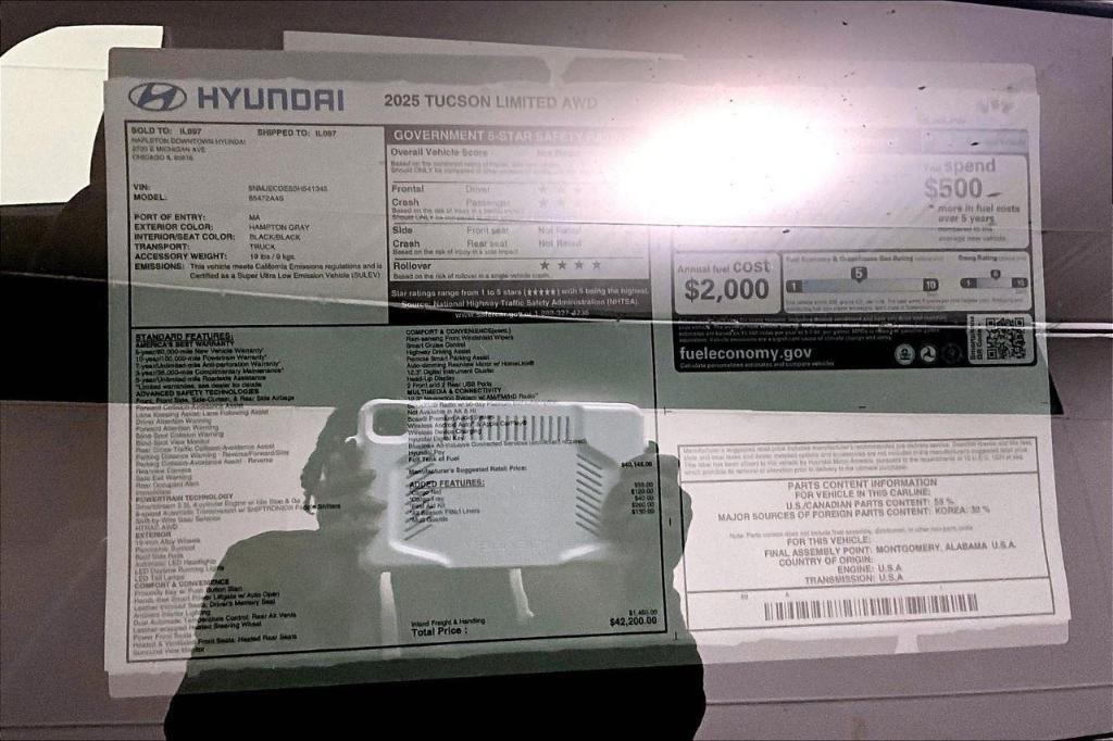 new 2025 Hyundai Tucson car, priced at $42,200