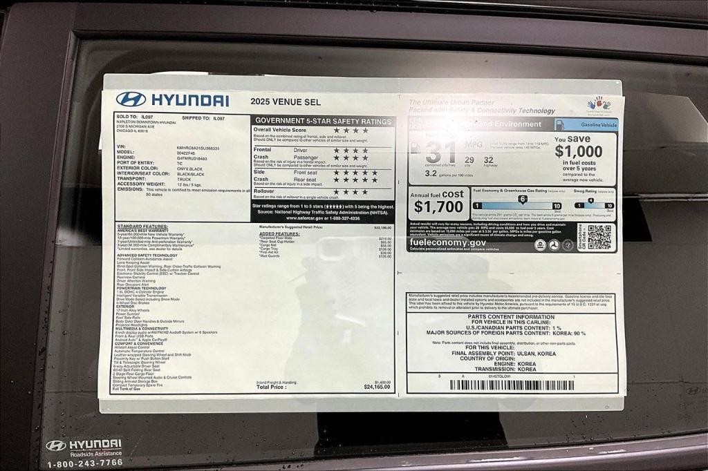 new 2025 Hyundai Venue car, priced at $23,960