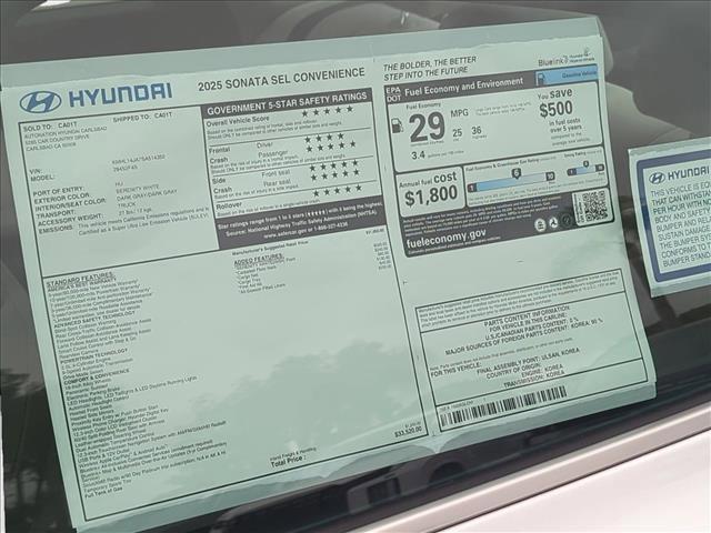 new 2025 Hyundai Sonata car, priced at $33,520