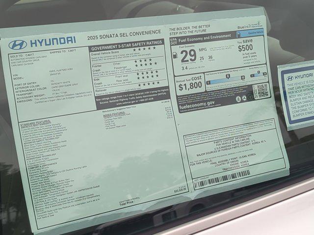 new 2025 Hyundai Sonata car, priced at $33,520