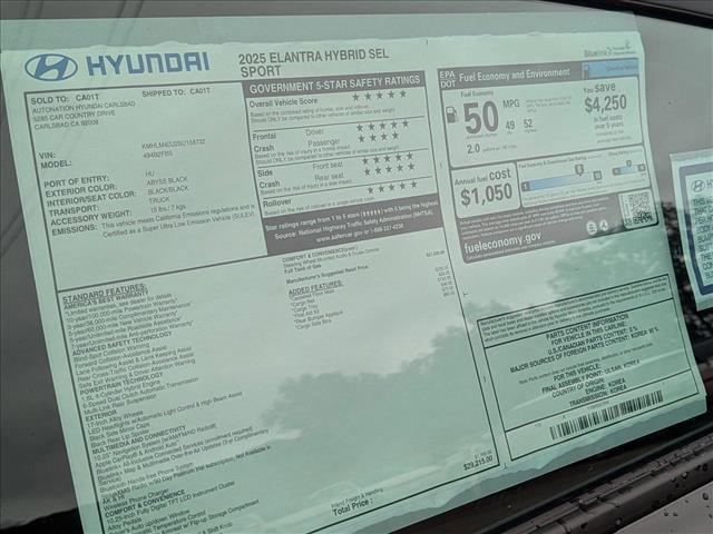new 2025 Hyundai Elantra car, priced at $29,215