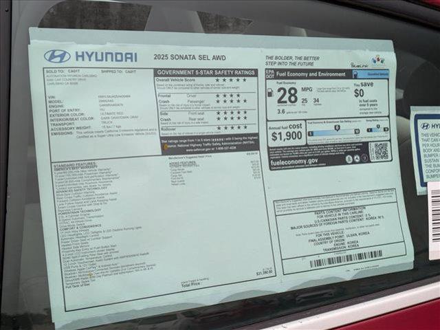 new 2025 Hyundai Sonata car, priced at $31,390