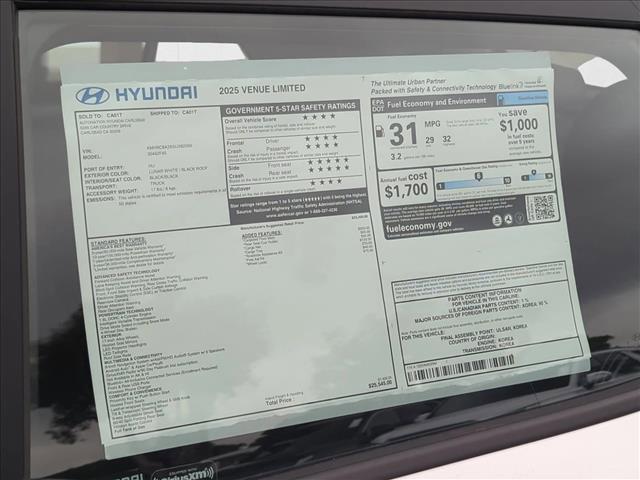 new 2025 Hyundai Venue car, priced at $24,381
