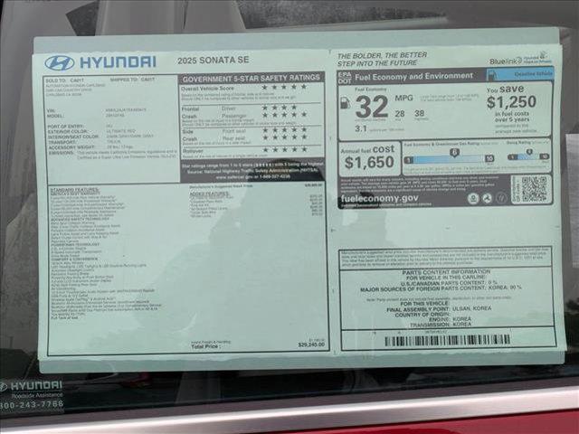 new 2025 Hyundai Sonata car, priced at $29,245