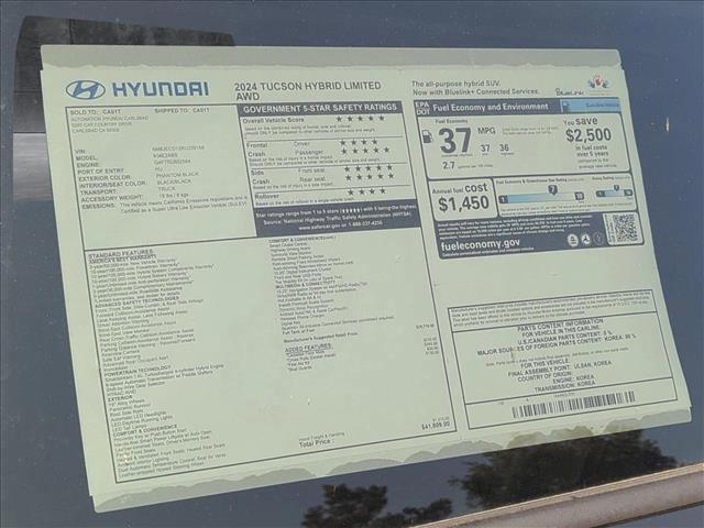 new 2024 Hyundai TUCSON Hybrid car, priced at $37,809