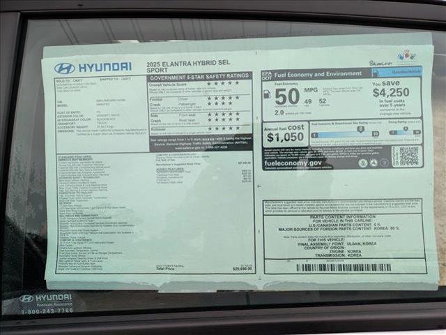new 2025 Hyundai Elantra car, priced at $29,690