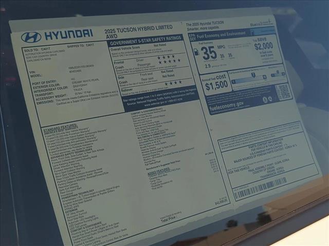 new 2025 Hyundai TUCSON Hybrid car, priced at $43,890