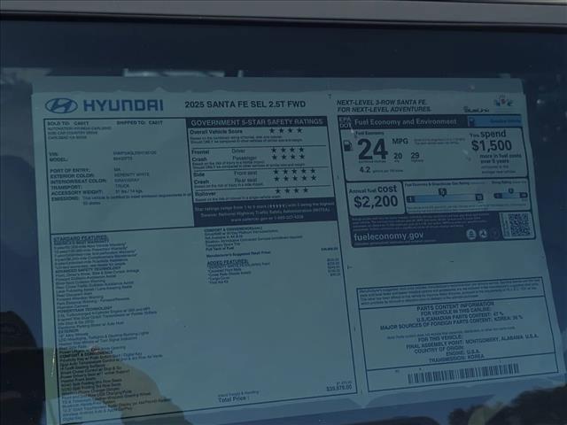 new 2025 Hyundai Santa Fe car, priced at $37,086