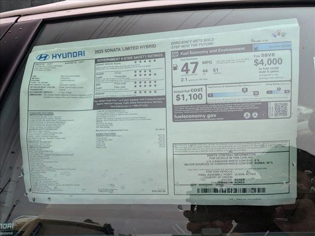new 2025 Hyundai Sonata Hybrid car, priced at $38,835