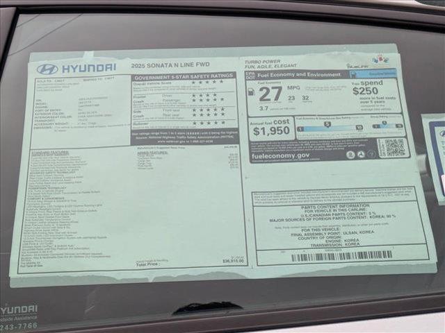 new 2025 Hyundai Sonata car, priced at $36,915