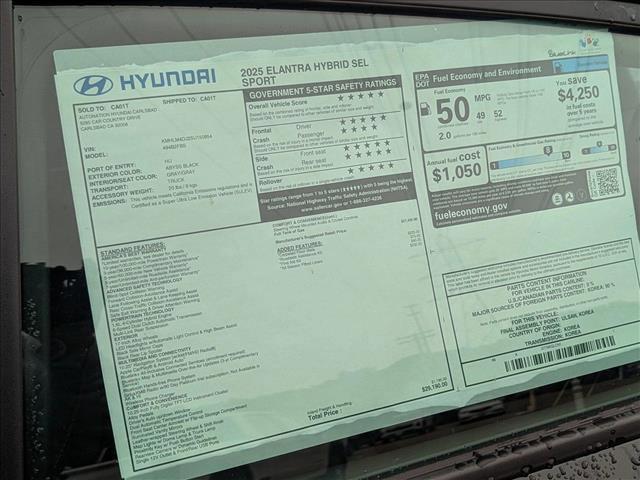 new 2025 Hyundai Elantra car, priced at $29,190