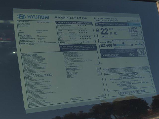 new 2025 Hyundai Santa Fe car, priced at $42,859