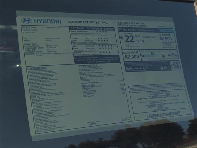 new 2025 Hyundai Santa Fe car, priced at $43,859