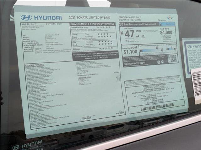 new 2025 Hyundai Sonata Hybrid car, priced at $38,027