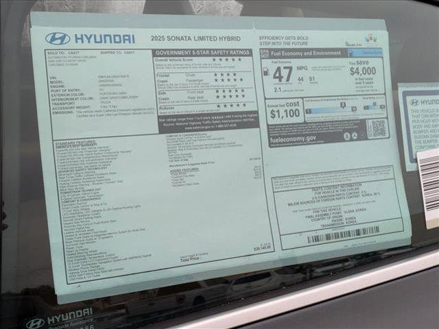 new 2025 Hyundai Sonata Hybrid car, priced at $39,145