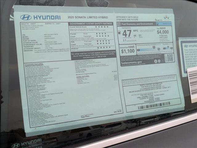 new 2025 Hyundai Sonata Hybrid car, priced at $39,145