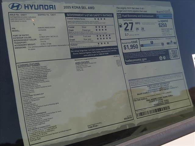 new 2025 Hyundai Kona car, priced at $29,234