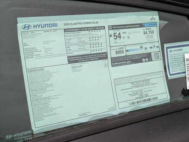 new 2025 Hyundai ELANTRA HEV car, priced at $27,215