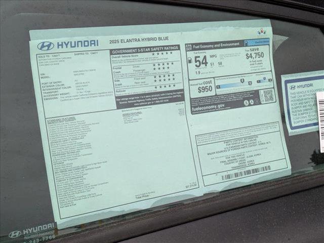 new 2025 Hyundai ELANTRA HEV car, priced at $27,215