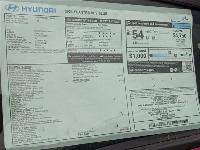 new 2024 Hyundai Elantra HEV car, priced at $26,964