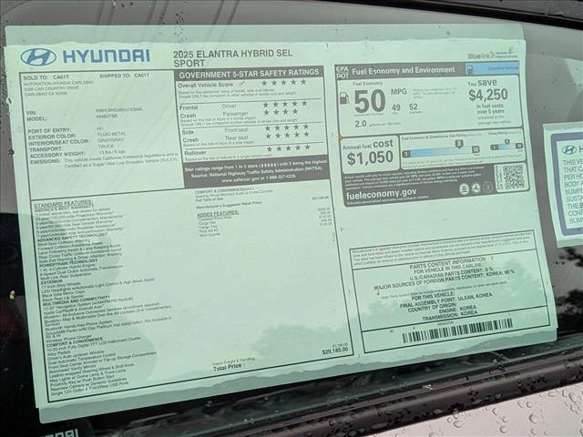 new 2025 Hyundai Elantra car, priced at $29,185