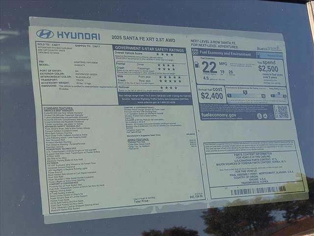 new 2025 Hyundai Santa Fe car, priced at $43,159