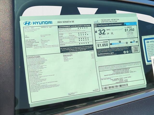 new 2025 Hyundai Sonata car, priced at $27,850