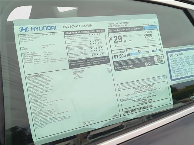 new 2025 Hyundai Sonata car, priced at $29,998