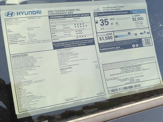new 2025 Hyundai TUCSON Hybrid car, priced at $38,225