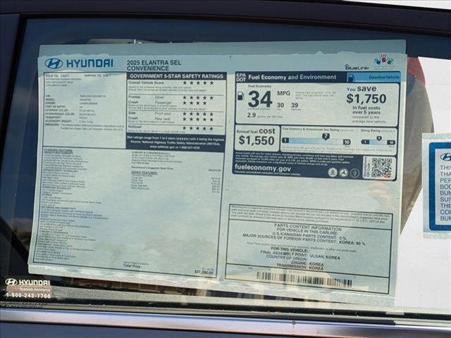 new 2025 Hyundai Elantra car, priced at $27,290