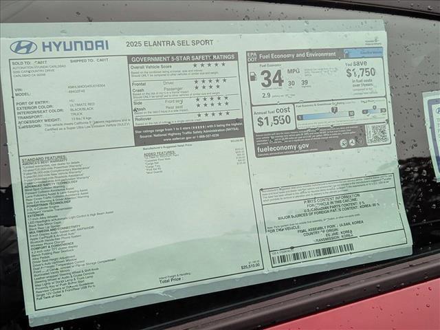 new 2025 Hyundai Elantra car, priced at $25,510