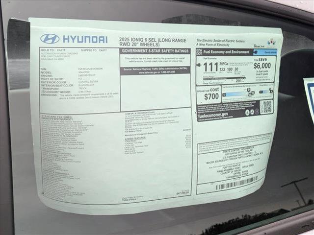 new 2025 Hyundai IONIQ 6 car, priced at $39,795