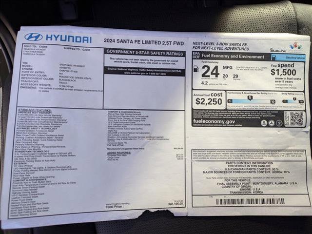 new 2024 Hyundai Santa Fe car, priced at $44,014