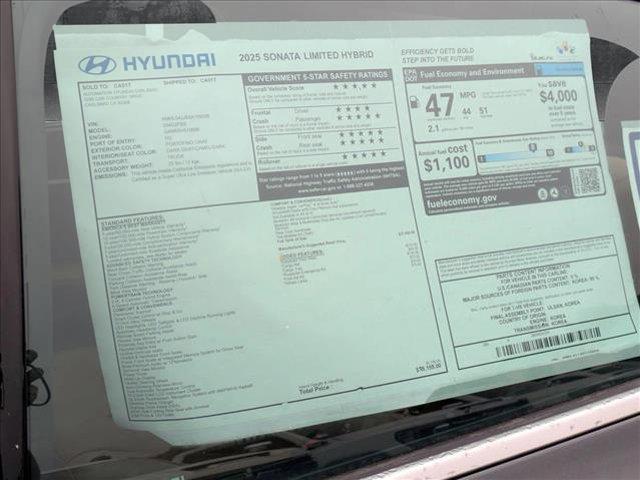new 2025 Hyundai Sonata Hybrid car, priced at $38,405