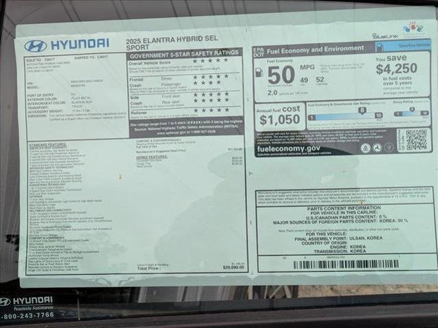 new 2025 Hyundai Elantra car, priced at $29,090