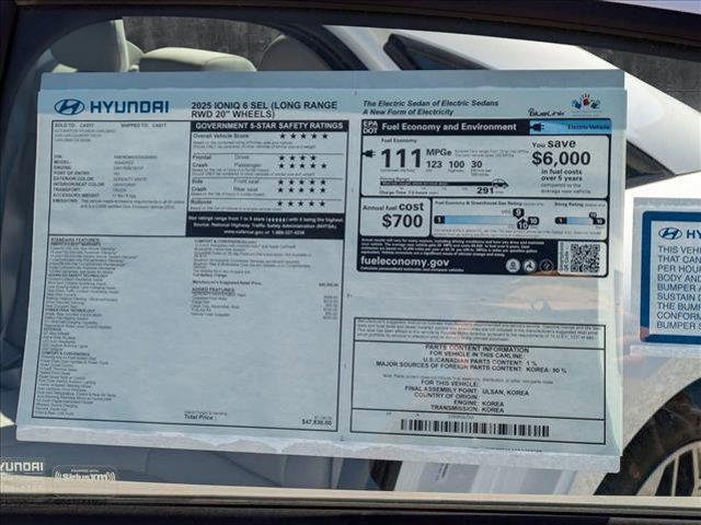 new 2025 Hyundai IONIQ 6 car, priced at $40,330