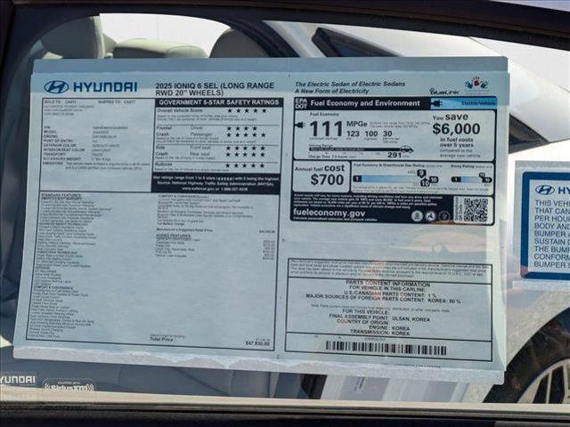 new 2025 Hyundai IONIQ 6 car, priced at $47,830