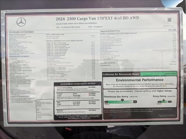 new 2024 Mercedes-Benz Sprinter 2500 car, priced at $94,856