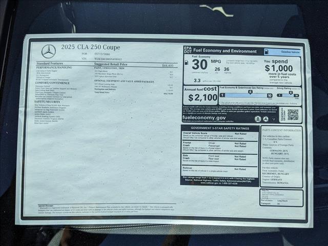 new 2025 Mercedes-Benz CLA 250 car, priced at $45,710